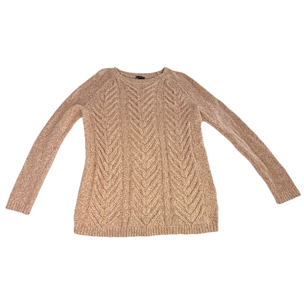 Talbots Petite Cable‎ Knit Sweater MP Oatmeal Cozy Cottagecore Cotton